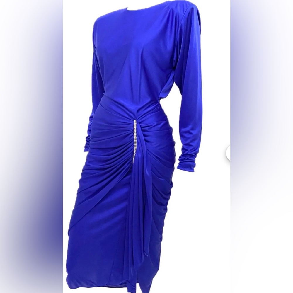 Elegant Blue Ruched Dress
